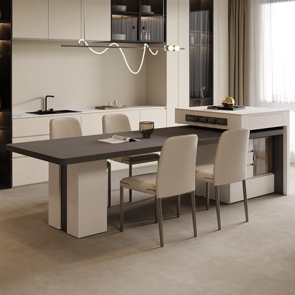 意式轻奢餐桌岛台一体家用高级感厨房餐厅岩板中岛台餐桌椅组合,住宅家具,岛台餐桌,淘宝优惠券,粉丝福利购,淘宝优惠卷