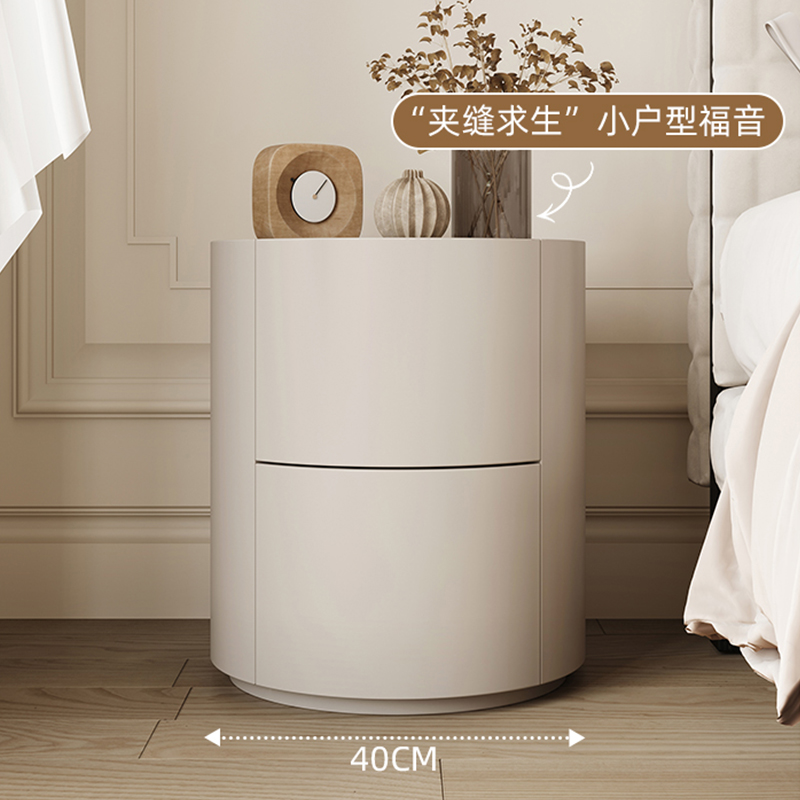 ?法式奶油风床头柜小型超窄40CM宽储物柜小户型极简实木夹缝收