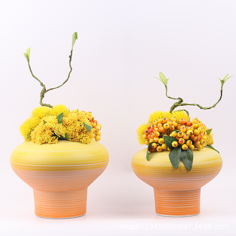 新中式花艺盆景客厅茶几餐桌电视酒柜玄关样板房酒店前台插花花卉