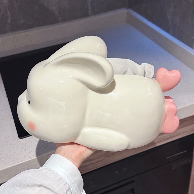 SOFTHOME创意可爱兔子纸巾盒兔年送礼乔迁礼物客厅装饰抽纸盒摆件