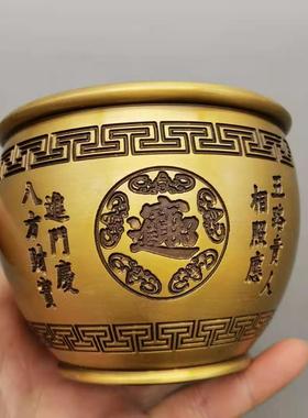 铜缸纯铜大号百福故宫缸招财风水聚宝盆摆件烟灰缸办公室装饰礼品