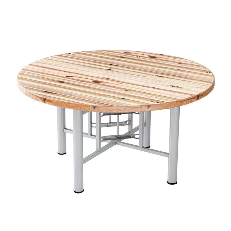 酒店饭店大圆桌面家用实木圆形餐桌转盘桌折叠桌架加厚8-10人经济