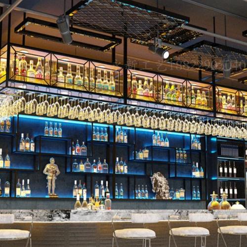 酒架吧台餐厅酒吧吊柜工业风铁艺吊架壁挂悬挂红酒杯架酒柜置物架