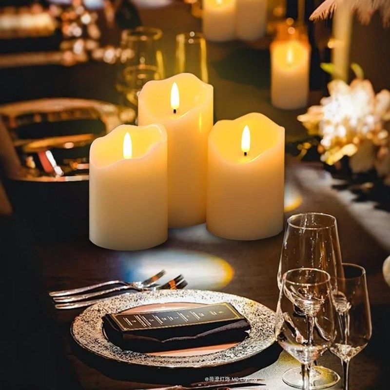 波浪口遥控电池仿真蜡烛灯浪漫场景桌面氛围小夜灯摄影婚礼布置