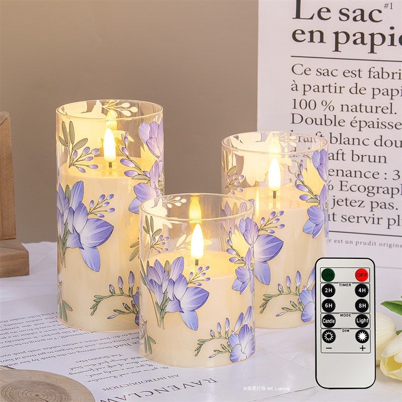 电池遥控仿真火焰贴花蜡烛氛围小夜灯婚礼布置剧本杀地摊夜市假灯