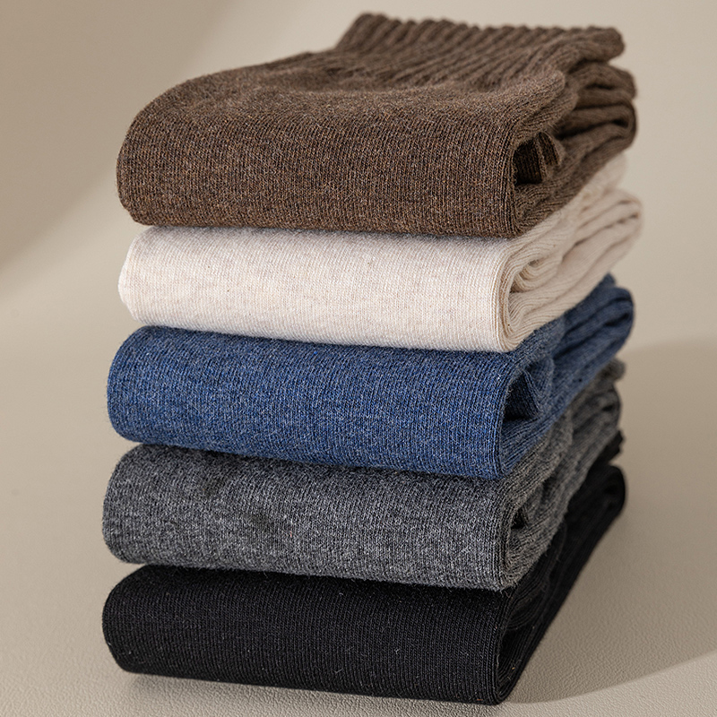 长筒袜子男纯棉小腿袜秋冬季加厚保暖冬天男士黑色高筒袜西装长袜