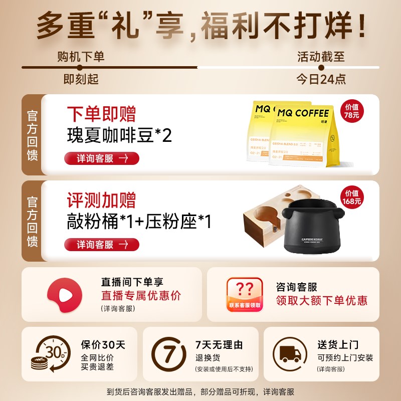 飞利浦双子星咖啡机意式家用小型2218半自动双手柄胶囊研磨一体化