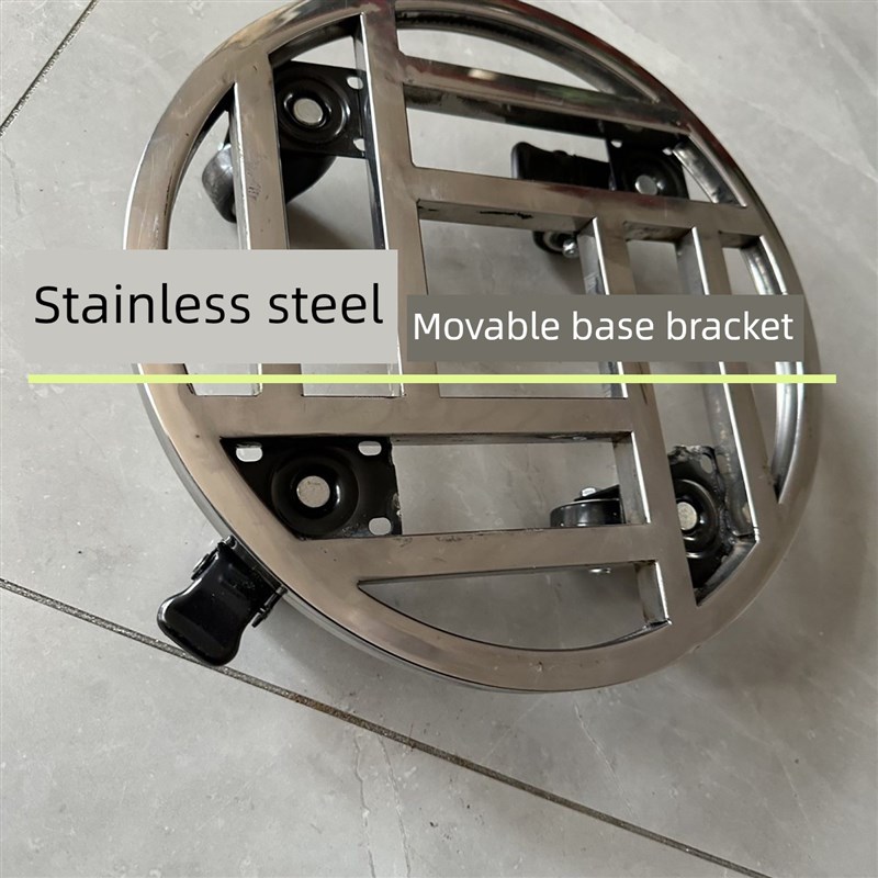 不锈钢新花架盆景架基础万能轮大花盆圆形移动底盘托盘龟车