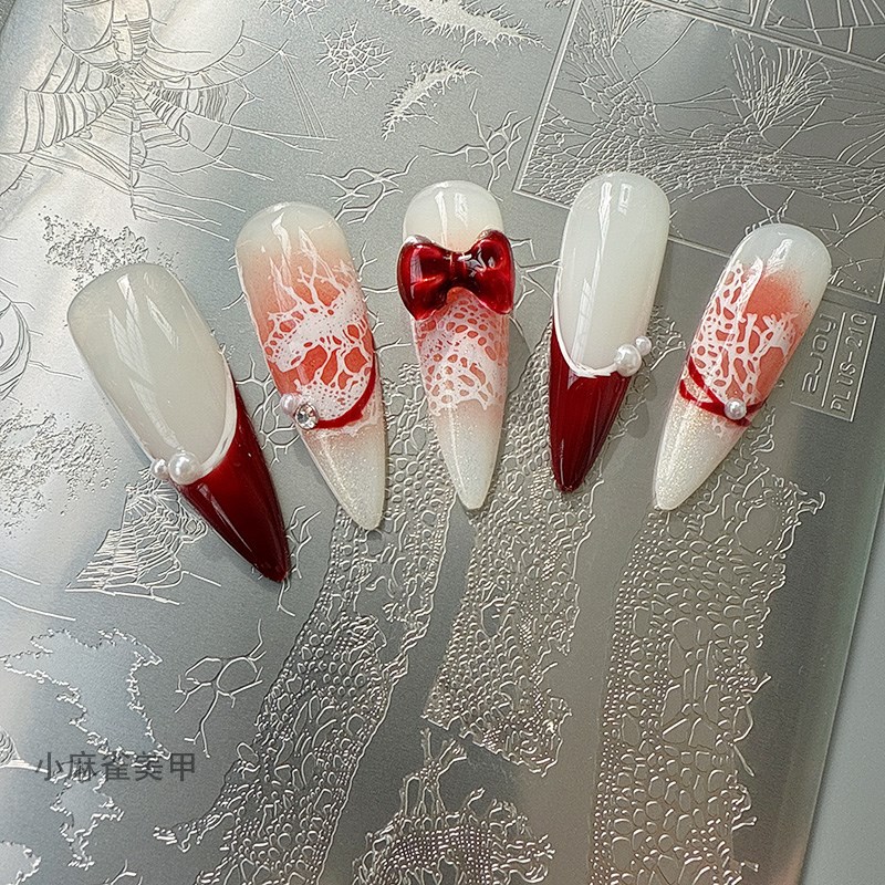 美甲转印钢板不规则蕾丝印花板丝网模板精细花纹