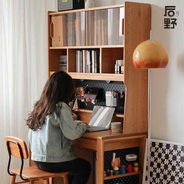 后野家用学生学习桌 樱桃木实木书桌书柜书架一体 北欧日式 星河,住宅家具,书桌,淘宝优惠券,粉丝福利购,淘宝优惠卷