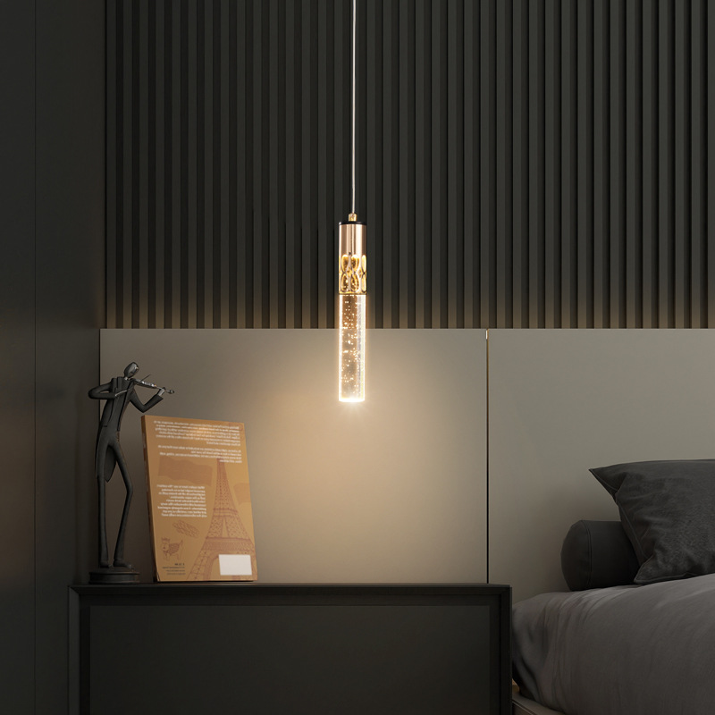 卧室床头灯2023新款吊线现代简约创意个性网红电镀轻奢主卧小吊灯