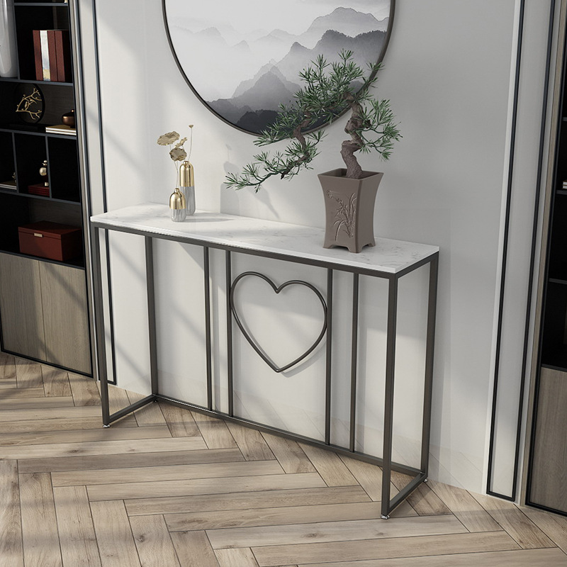简约轻奢大理石玄关桌 家用入户长方形铁艺展示台民宿走廊端景台