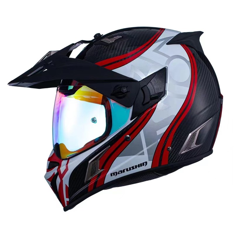 适用马鲁申摩托车拉力盔碳纤维头盔全盔H公路越野摩旅机车片男女L