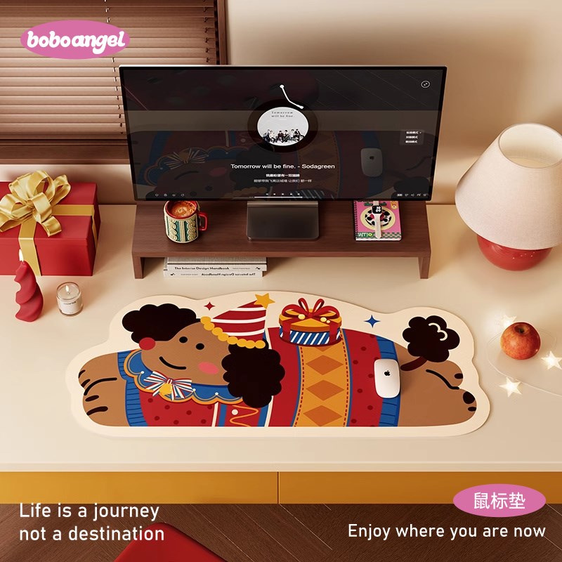 小狗麦琪蛇年鼠标垫新年红色超大桌垫大号办公工位女生桌面电脑垫