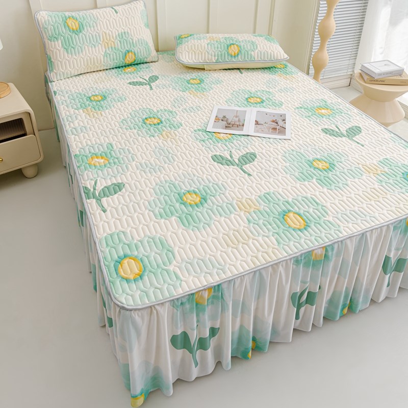 A类冰丝乳胶凉席三件套床裙床笠夏季夏天软席T子冰感丝空调席