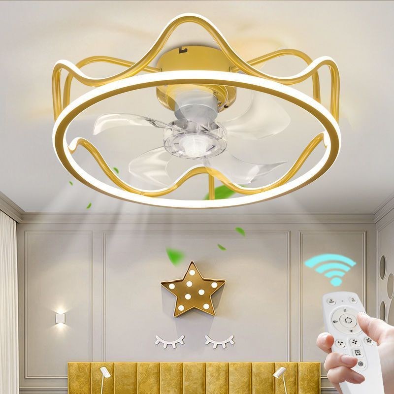 吊扇灯现代简约电风扇灯卧室智能遥控客厅餐厅灯S创意一体吊灯皇