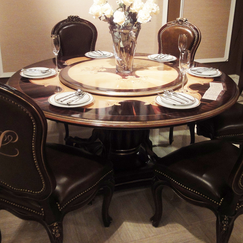 法式圆餐桌新古典6人用圆餐台吃饭桌子 欧式餐桌椅奢华家具