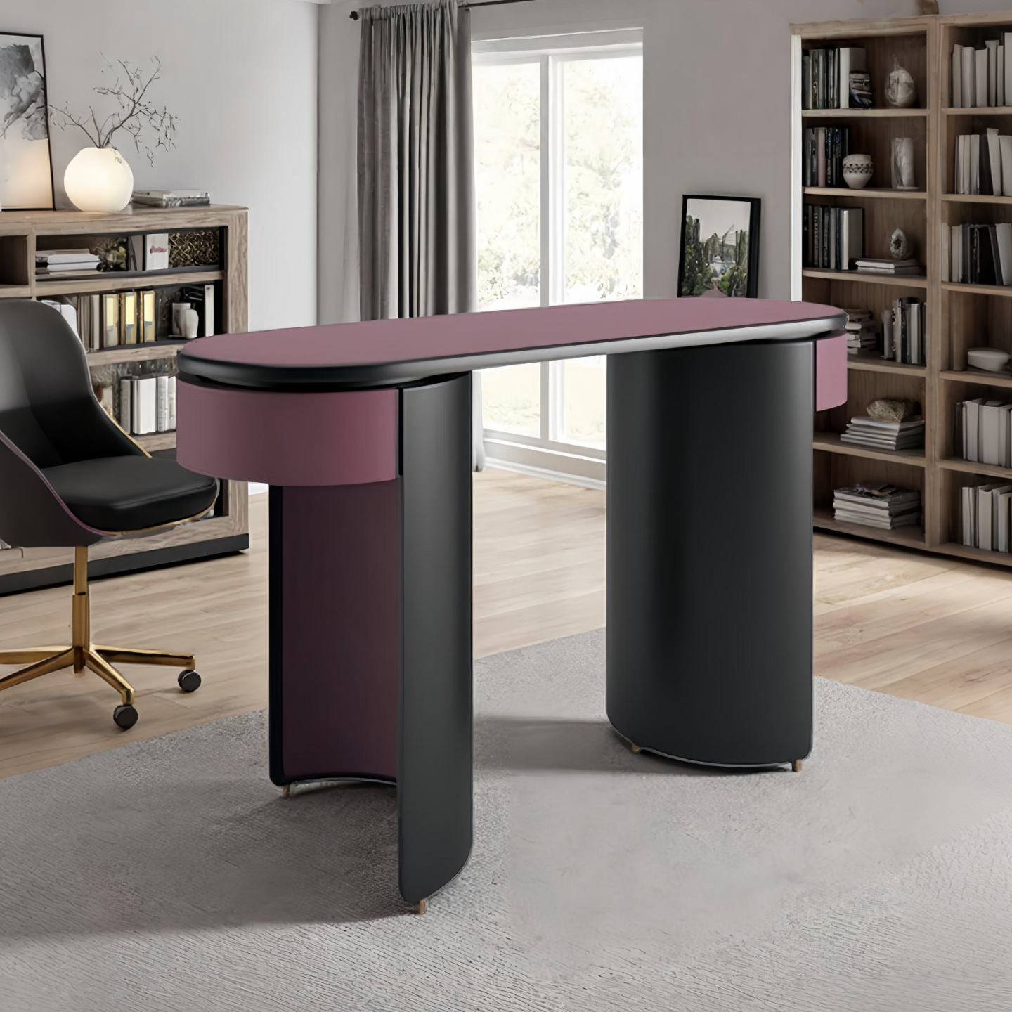 意式极简烤漆书桌现代简约卧室家用办公桌设计师书房创意电脑桌