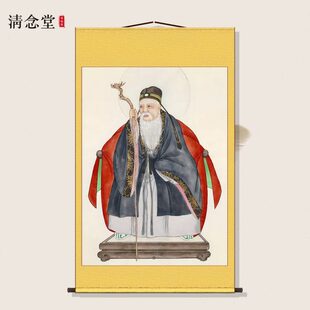 胡三太爷画像胡家之主挂画胡太奶东北出马客厅堂口供奉装饰卷轴画