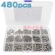 480pcs 304不锈钢圆头十字盘头机螺钉圆形螺丝螺母组合