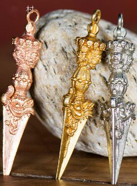 金刚杵吊坠西藏现代供具藏族饰品配饰红铜金银色金刚橛