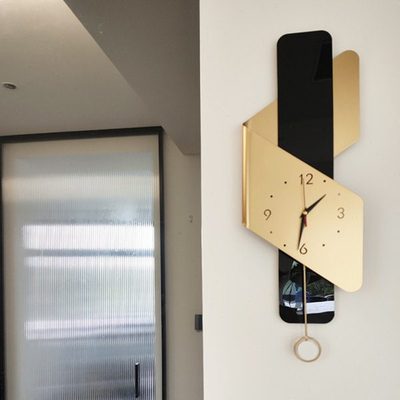 现代简约轻奢沙发背景玄关客厅餐厅过道带钟摆免打孔静音挂钟挂表