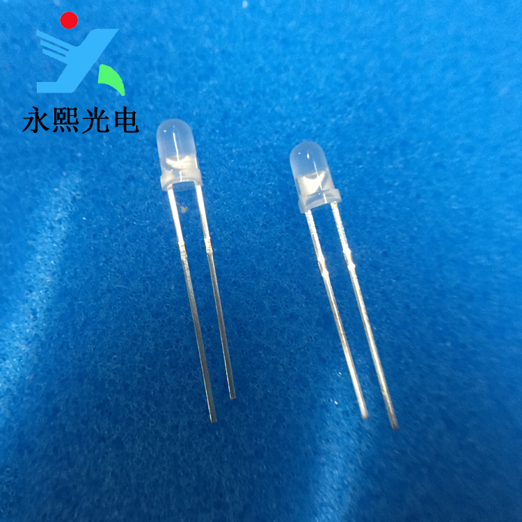 3MM雾状红翠绿双色led灯珠发光二极管 F3无边无极性双色