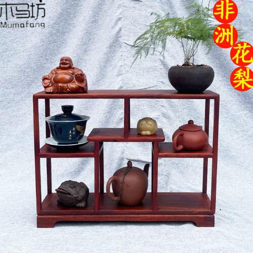 花梨木博古架小型茶桌上的置物架紫砂壶摆放架实木茶杯架茶架小