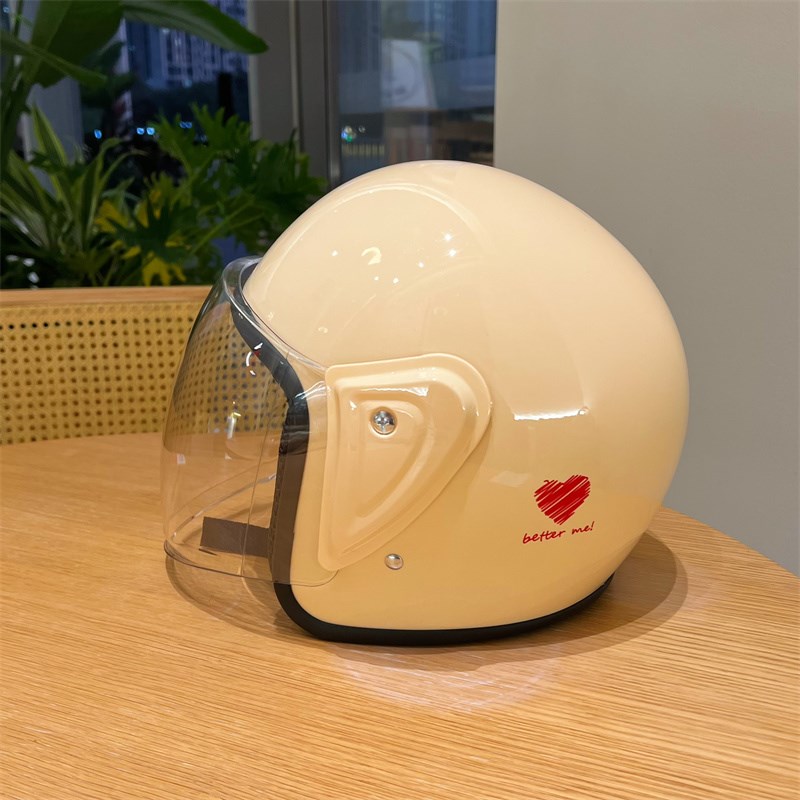 简约爱心冬款3jc认证电动车头盔女款小清新新国标秋保暖防风安全