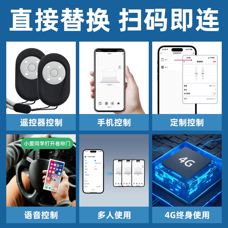 卷帘门控制器4G电动卷帘门控制器手机远程开关门车库卷闸门控制盒