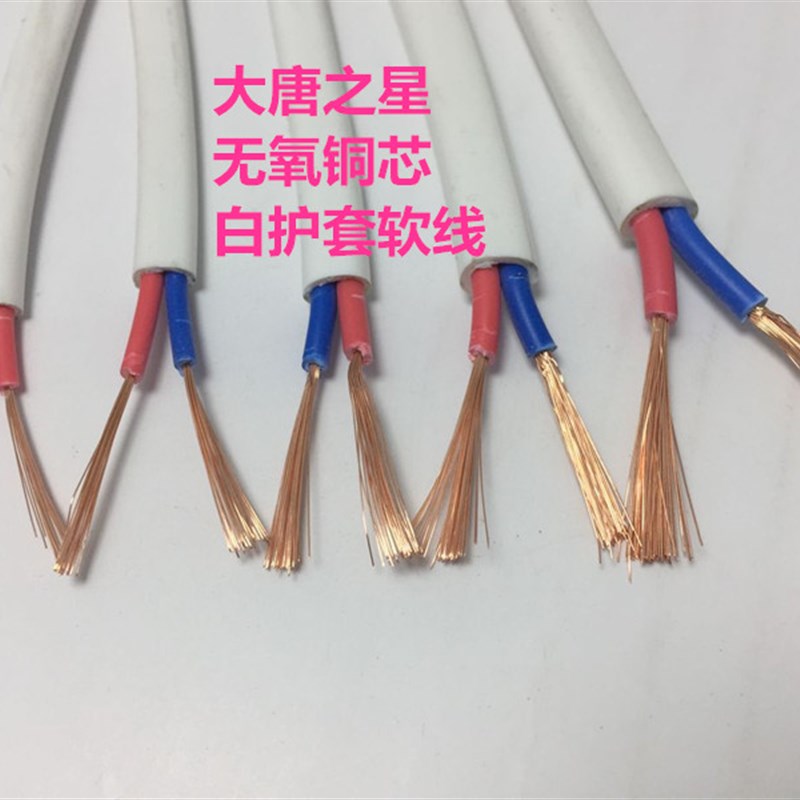 大唐之星RVV白色护套线2 3 4芯2x0.5/0.75/1.0/1.5/2.5/平方100米