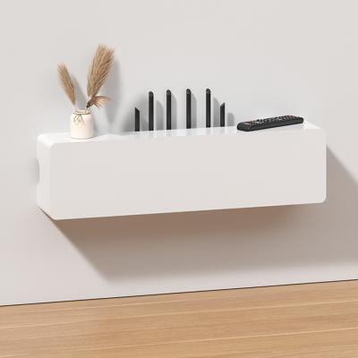 wifi路由器收纳盒免打孔壁挂墙上电视柜电线插座遮挡机顶盒置物架