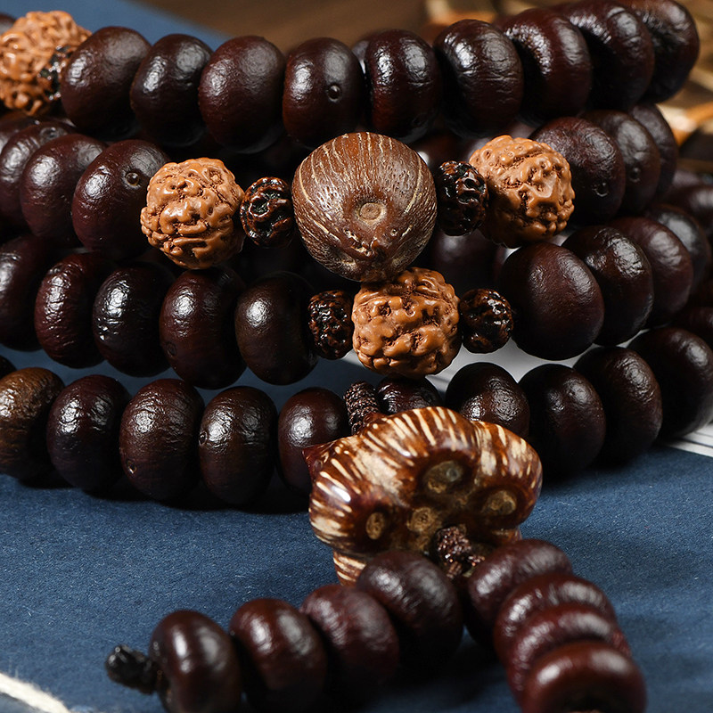 佛泽  法器紫金钵盂108颗手串 稀有菩提子佛珠念珠男项链p148