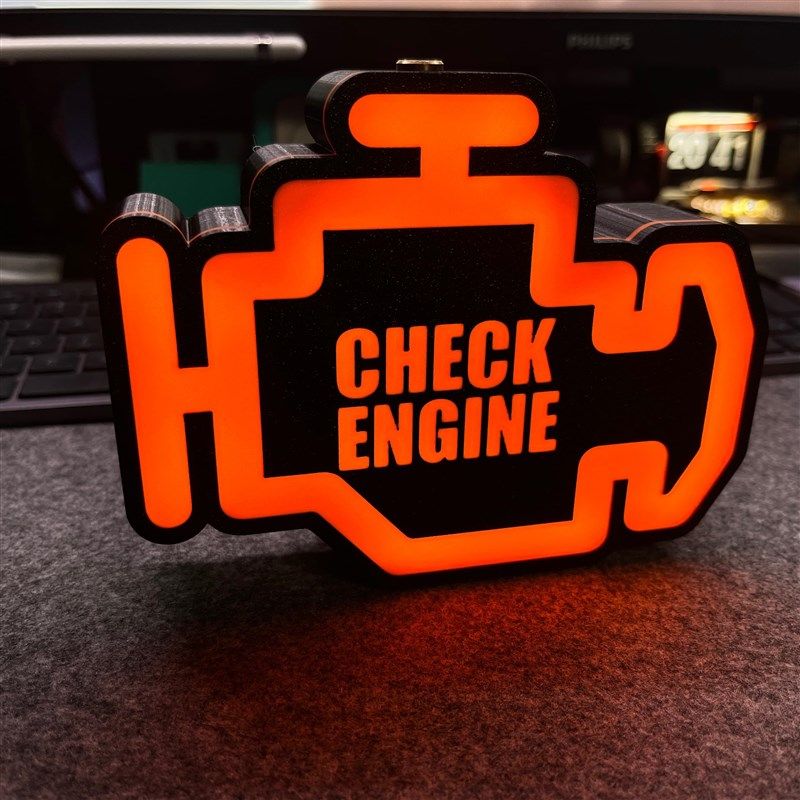 发动机故障灯桌面氛围摆件LED可充电装饰灯