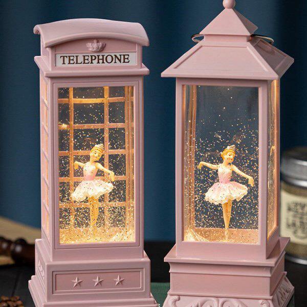 八音盒可旋转芭蕾飘雪花女童儿童女生水晶球圣诞节夜灯音乐盒礼物