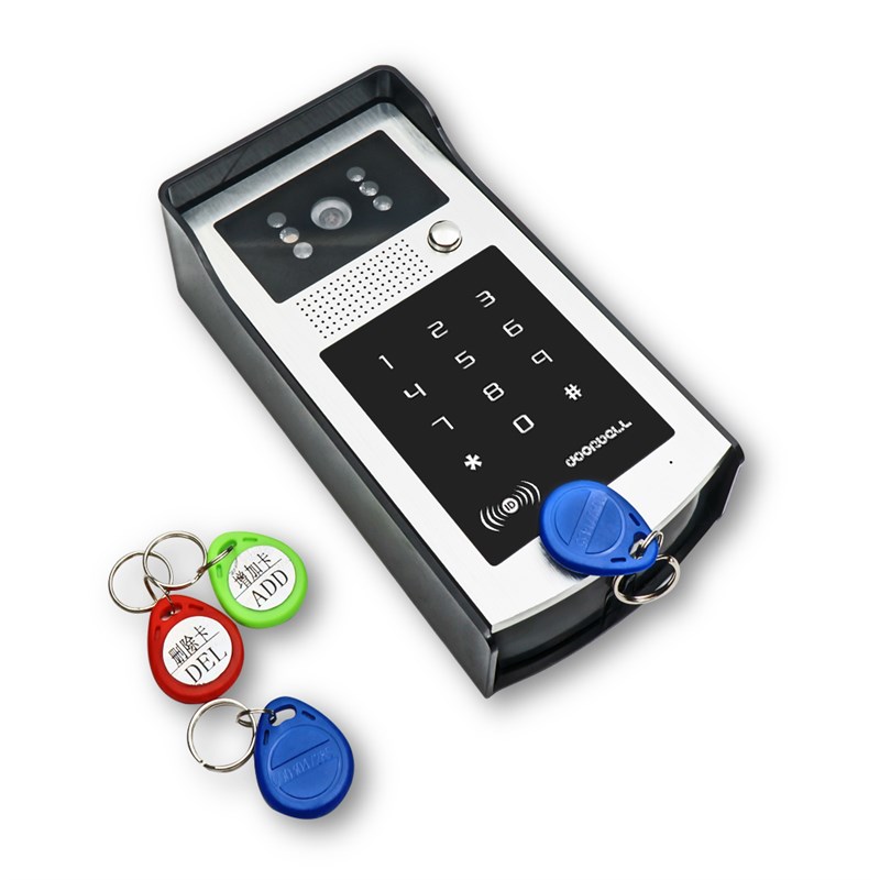 指纹可视密码门禁刷卡对讲门铃家用高清有线别墅视频可视对讲门禁