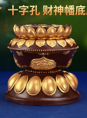 彩绘财神幡底座转金轮招财箭座子锡杖树脂彩绘底座手摇摆件十字形