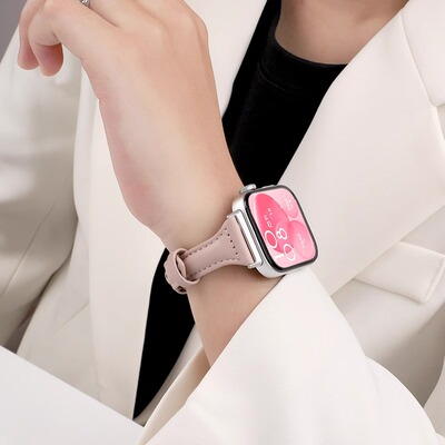 适用荣耀亲选HaylouWatch表带小米嘿喽运动手表活力版小蛮腰真皮腕带BOT-WB00手表链女版细款ins风时尚替换带