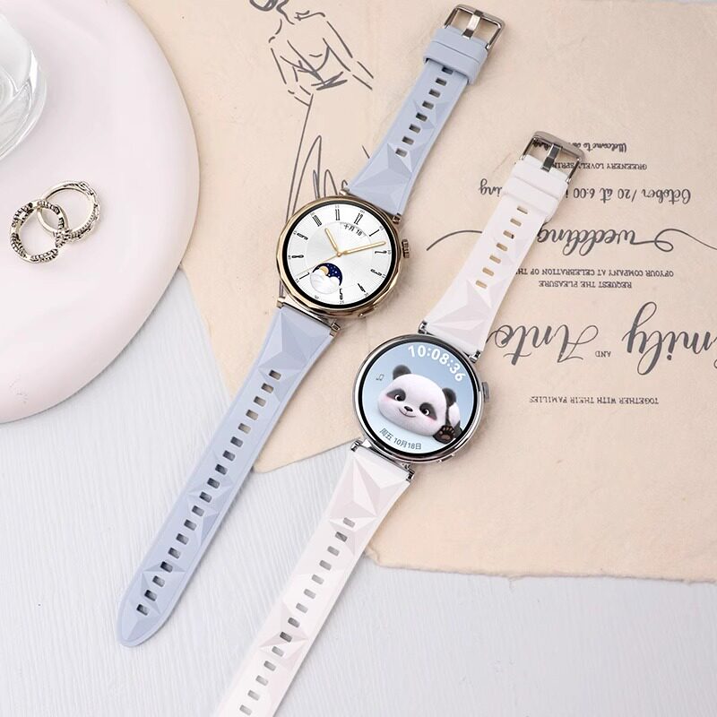 适用于OPPOWatchX2Mini硅胶表带明日金全智能手表几何纹腕带官方同款硅胶腕带时尚百搭金属表扣时尚手表带