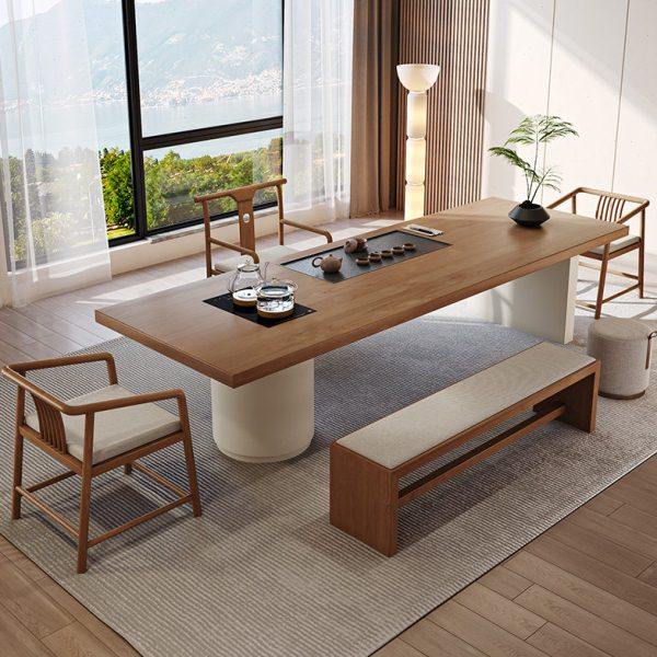 侘寂奶油风实木茶桌椅组合大板桌配套茶台烧水壶一体洽谈区泡茶桌,住宅家具,家用茶台/茶桌,淘宝优惠券,粉丝福利购,淘宝优惠卷