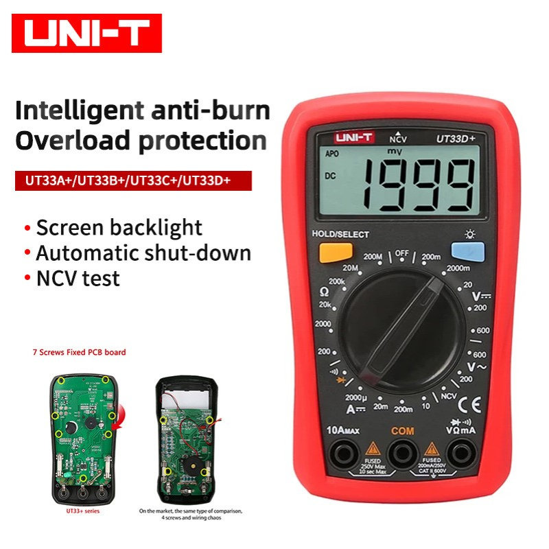 优利德防烧迷你袖珍型数字万用表UT33A+/B+/C+/D+ 增强版带全保护