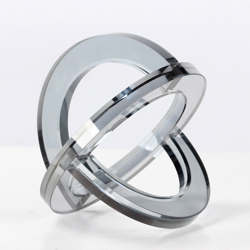 轻奢北欧几何圆圈圆环摆件软装样板间售楼部电视柜家居水晶摆设