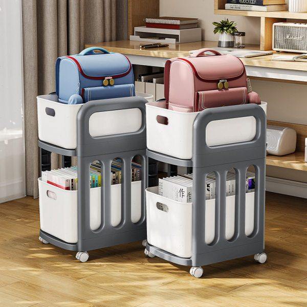 书包置物架可移动小推车多层塑料收纳神器家用通用收纳架书架整理,收纳整理,书桌收纳置物架,淘宝优惠券,粉丝福利购,淘宝优惠卷