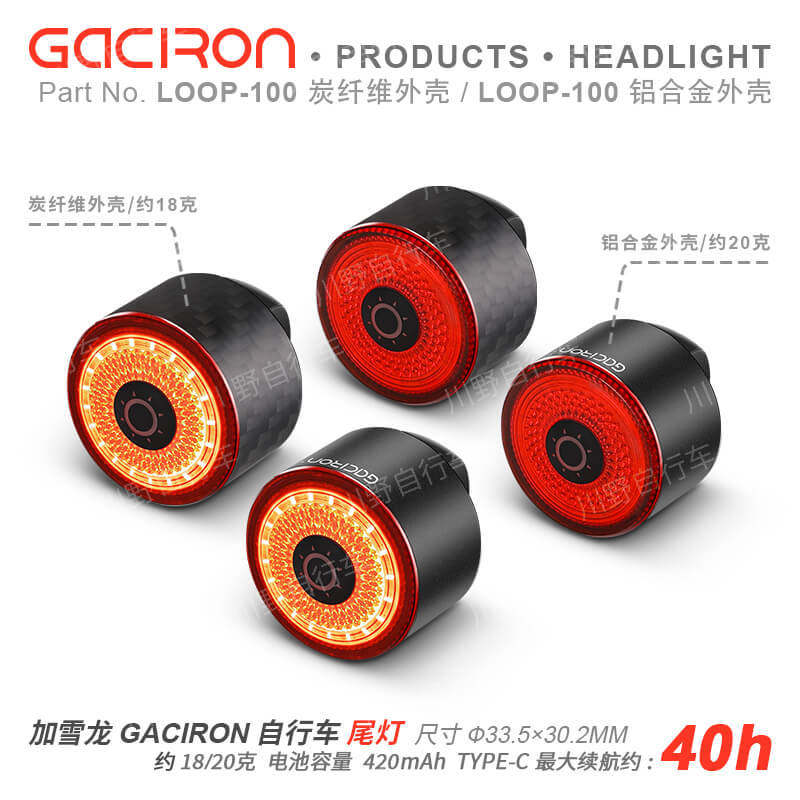 GACIRON | 加雪龙车尾灯 |  LOOP-100 |  磁吸刹车感应夜骑爆闪