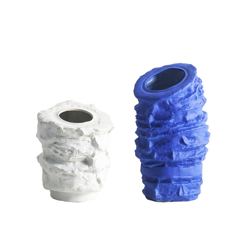 简约陶瓷艺术白蓝花瓶样板间插花器售楼处工艺品软装玄关饰品摆件