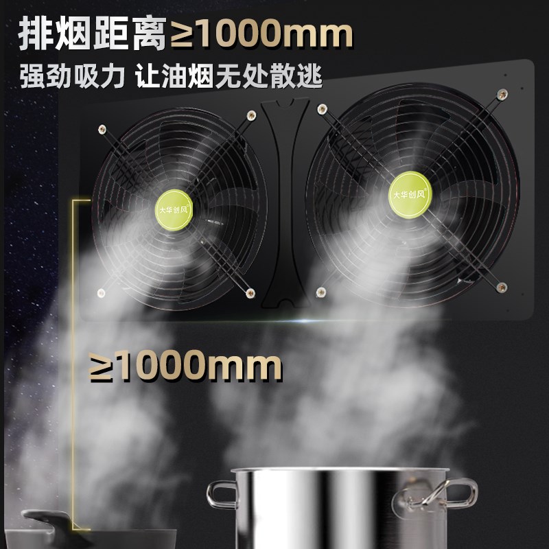 厨房铜线 线双排排风扇排气扇商用排风机换气扇强W力油烟机窗式