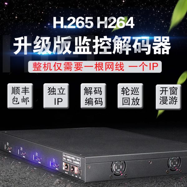 4路 IPC监控摄像机解码器 监控安防IPTV 兼容海康大华Onvif回放
