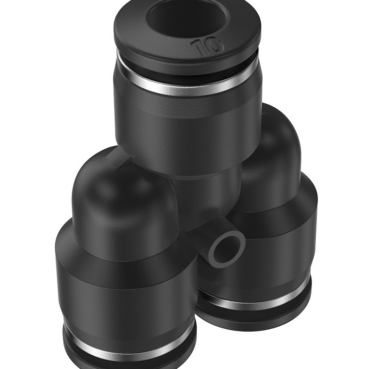 TPM朝日气动三通Y型气管快速接头PY6/8/10/12/16 变径快插PWY12-8