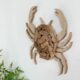 实木质手工动物螃蟹鱼挂件侘寂风民宿墙面壁挂装 饰品家居创意客厅