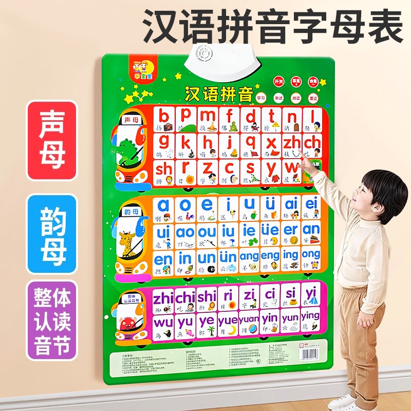 汉语拼音字母表i幼小衔接有声挂图墙贴拼读训练发声书学习声母韵
